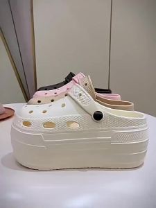 [Free Shipping] Summer Height-Increasing Beach Home Thick-Soled Clog Sandals for Women 9Cm Music Festival Concert High-Heeled Closed-Toe Sandals for Women