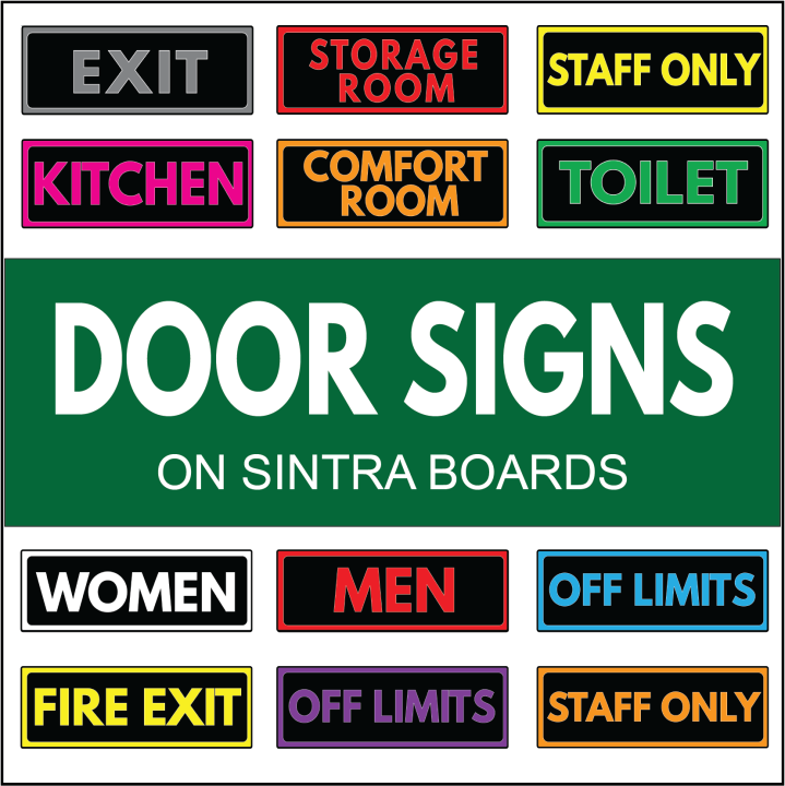 Entrance, Exit, Door Signs. Safety Signs for Household and Business ...