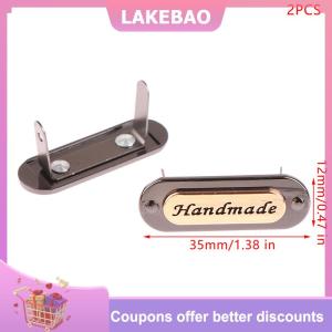 【LAKEBAO】 2 cái nhãn kim loại thủ công thẻ hình bầu dục cho quần áo Quần jean túi giày đồ thủ công tự làm