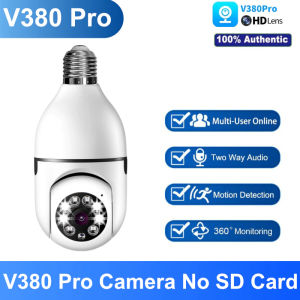 【V380 Pro CCTV Camera】Bulb Dual Lens CCTV Camera 360° 1080p Smart Security Outdoor cctv Automatic Tracking Two Way Audio Night Vision Camera