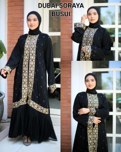 abaya gamis hitam turkey dubai soraya busui jetblack bordir zephy by sabella abaya