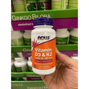 Viên uống Vitamin D3 K2 (1.000IU/45mcg) hãng Now từ Mỹ chai 120 viên - ✓ Hỗ trợ kích hoạt Osteo calcin một loại protein có vai trò trong việc hấp thụ canxi ở xương và răng giúp chống loãng xương