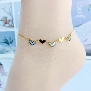 ยูกิที่เรียบง่ายหัวใจหญิง Anklets บนเท้าข้อเท้าสร้อยข้อมือสําหรับผู้หญิงขาโซ่ Anklets สําหรับผู้หญิง Barefoot โครเชต์รองเท้าแตะเท้าเครื่องประดับขาใหม่