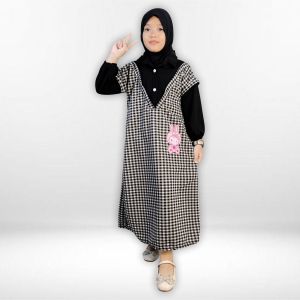 Gamis Anak Motif Kotak-Kotak Nonyfashion - Baju Muslim Casual Elegan Usia 3-11 Tahun 158