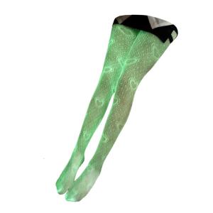 ถุงน่องตาข่ายรัดรูปเอวสูงถุงเท้าจั๊มสูทชุดเรืองแสงเลกกิ้งตาข่ายถุงน่องต้นขาสูงสำหรับผู้หญิง