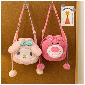 Sanrio Hello Kitty Plush Bag Kuromi Cinnamoroll Shoulder Bag Backpack My Melody Handbag Cosmetic Storage Bag Kids Gift