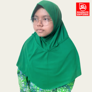 Shandys Uniform I kerudung bergo model rabani pakai tali warna hijau polos