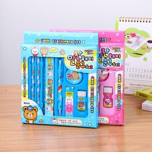 Paket alat tulis 9in1 set karakter Lengkap Stationery Gunting Lem