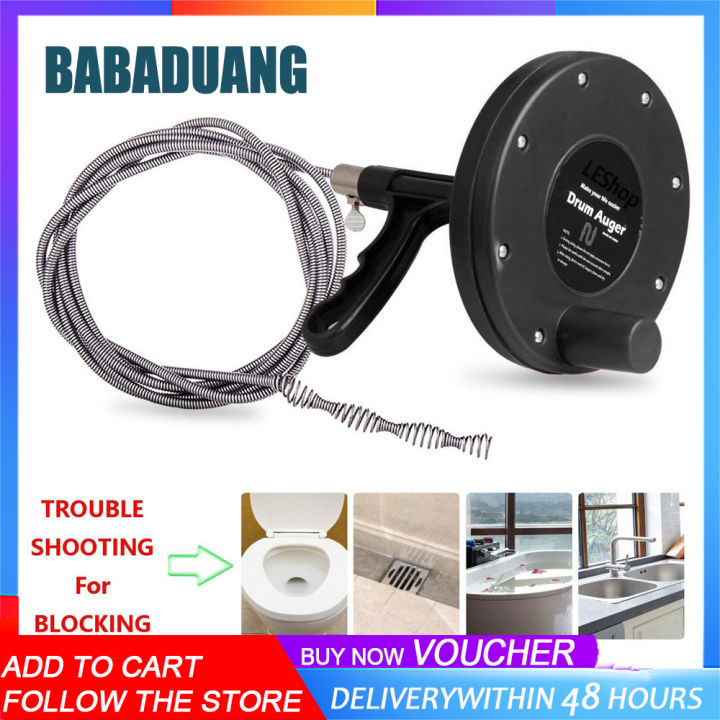 Auger plumbing Snake Drain 5M, Professional Spring Cable Drain Snake for Pipe Cleaner,Sewer/Bathtub Drain/ Kitchen Sink Cleaner, Comes with Gloves