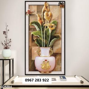 Tranh gạch 3d bình hoa đẹp