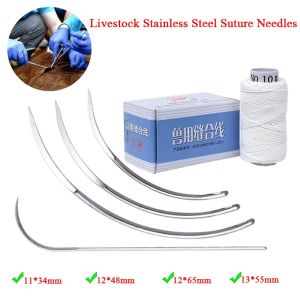10Pcs Veterinary Suture Needle Stainless Steel Curved Medical Needles Set for Animals Pig Cattle Sheep Poultry Veterinary Tool