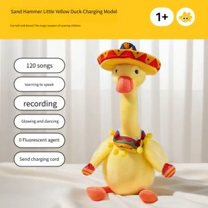 BLESSFUL English Version Electric Duck Plush Toy Singing Dancing Duck Repeating Talking Duck Duck Stuffed Toy Recording Repeating Dancing Talking Duck Kids Gift