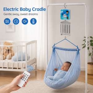 Electric Baby Cradle Swing – Smart Remote Control Soothing Hammock System with 9 Speeds & Timer