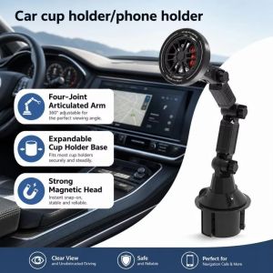 WAYNEG 2-in-1 Car Cup Phone Holder 360 Degree Rotation Multi-Joint Arm ic Phone Mount Universal Fit Hands-Free Car Drink Holder Auto Interior Accessories