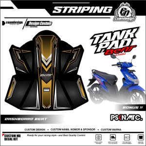 STIKER MOTOR STRIPING BEAT 110 KARBU PELINDUNG DASHBOARD TANKPAD BEAT DECKPAD BEAT KARBU (BODY PROTEKTOR DECK PAD COVER)