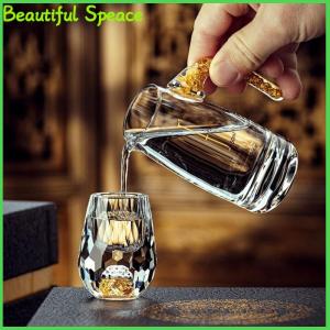 Beautiful Luxury Vodka Sake Shochu Bar Liqueur Double Bottom Foil Tea Cup High-end Gifts Hard Liquor
