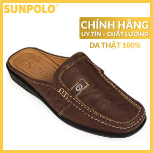 Giày sục sapo nam da bò cao cấp SUNPOLO SPO004 (Nâu)