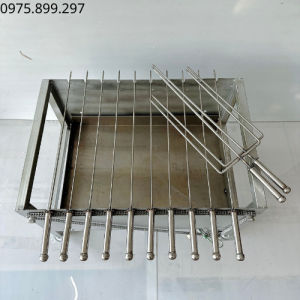 [ TOP XU HƯỚNG ] Máy nướng thịt chả gà vịt quay tự động 10 xiên THÉP KHÔNG QUẠT - Tặng kèm 10 xiên đơn và 2 xiên 3 inox .