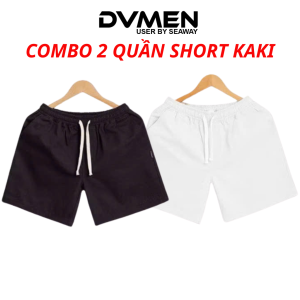 Combo 2 Quần Short Kaki Nam TRÊN GỐI Thiết Kế Cạp Chun Co Giãn Thoải Mái Vận Động DVMEN