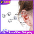 Premium Stainless Steel Plated Double Diamond Stud Earrings - Stylish Minimalistic Design, Excellent Craftsmanship, Multiple Sizes - European and American Style. 