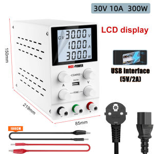 KUAIQU 220V Regulated Lab DC Power Supply 120 V 3A Bench Lab Switching 4 knobs Power Supply Source Current Stabilizer 4-digit LCD display DC Power Supply Laboratory Bench Voltage Regulator