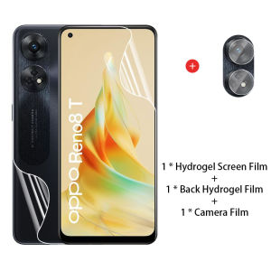 3 trong 1 trước sau Hydrogel phim cho Oppo reno8t reno8 t RENO 8 t 8 t 5G 4G 2023 máy ảnh miếng bảo vệ màn hình mềm thủy lực màng bảo vệ HD Clear View ống kính bọc hoàn toàn