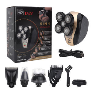 DECINIEE 5 In 1 4D Electric Shaver Mens Rechargeable Bald Head 5 Floating Heads Beard Nose Ear Hair Trimmer Razor Clipper Facial Brush