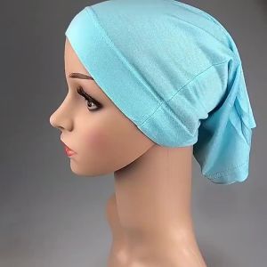 75D Chiffon Beaded Long Scarf Paired with Matching Color Rayon Small Hat   Malaysian Womens Headscarf Long Scarf In Stock