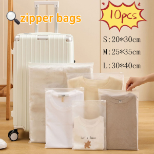 10Pcs Travel Storage Bags Reusable Multifunctional Plastic Zipper Bags Waterproof Luggage Storage Pouch