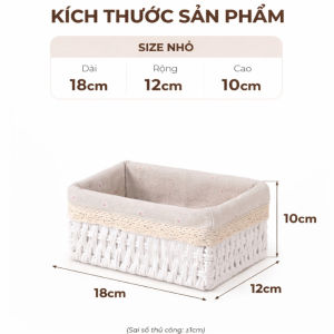 Giỏ Cói Lót Vải Hoa Nhí ANKAN Cao Cấp Giỏ Đựng Mỹ Phẩm Đồ Ăn Vặt Decor Vintage Chuẩn Hàn Sang Xịn