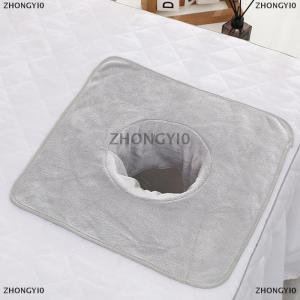 [COD] ZHONGYI0 35x35cm Thickened Beauty SPA Massage Table Planking Face Towel with Hole Bed Bandana