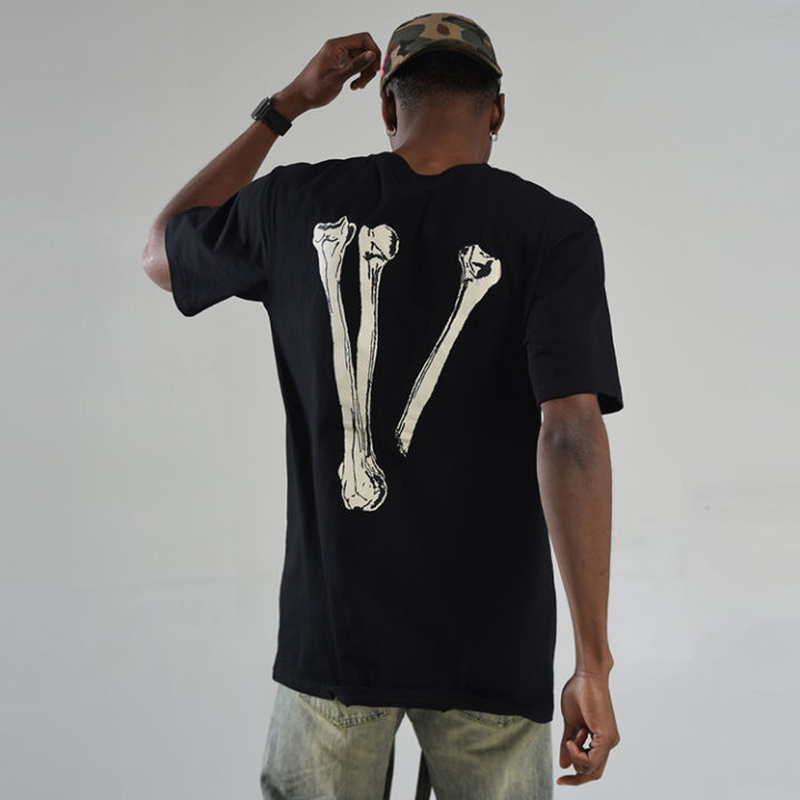 LANBOS เสื้อยืดแขนสั้นผ้าคอตตอนทรงหลวมพิมพ์ลายกะโหลกใหญ่สำหรับผู้ชายและ ...