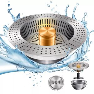 Kitchen Sink Strainer 304 Stainless Steel Pop Up Drain Filter Sink Anti-Clogging Garbage Catcher