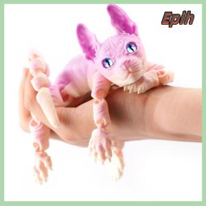 [Epih] 3D Printed Sphynx Cat Animal Toy Realistic Hairless Figurine Cat Fidget Toy For Cat Lover Collector Home Decoration