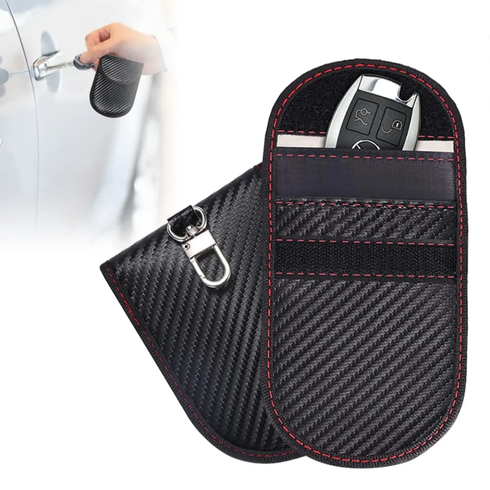Faraday Bag for Key Fob, Faraday Cage Protector Car RFID Signal Blocking,  Anti-Theft Pouch, Anti-Hacking Case Blocker (Carbon Fiber Texture)
