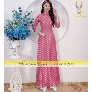 Siêu Phẩm Áo Dài Lụa Habutai Cao Cấp Hồng Chấm Bi Trẻ Trung Thanh Lịch K80 - Áo Dài Xuân Quỳnh