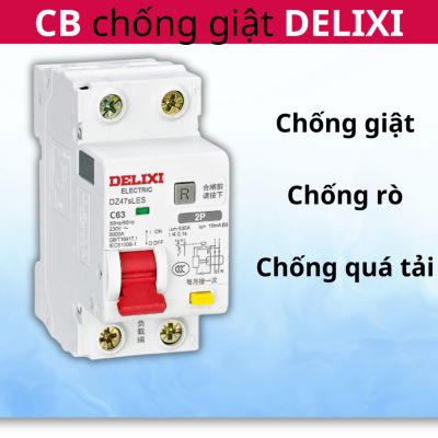 Aptomat chống giật RCBO DELIXI DZ47sLES chống rò, Bộ CB chống giật 16A,20A,32A,40A,63A, át chống giật