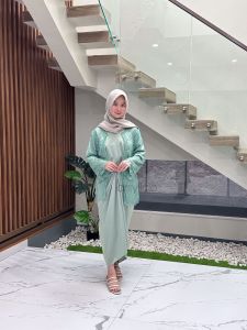 VIRAL!! Kaftan Ikat Wanita SET OUTER BRUKAT Bahan SATIN SILK Mewah Gamis Lebaran Terbaru Syari Kaftan Murah - Kaftan Kondangan Mewah - Murah - Bayar Ditempat - Senjastoree