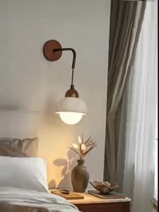 Japandi Yellow Travertine Wall Lamp Wabi Sabi Light Vintage Bedroom Bedside Round Wall Light Living Room Lamp Hallway/Staircase Wall SconcesFast shipping
