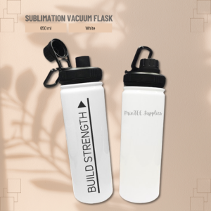 PrinTEE - 22oz White Sublimation Vacuum Flask Bottle Leak Proof (650ml)