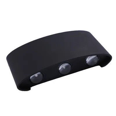 Đèn LED gắn tường ngoài trời đèn hắt 8 tia Thân Cong Màu Đen Ánh Sáng Vàng 6w - 8w chống nước chịu môi trường khắc nghiệt