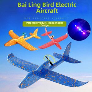 CANICECA EPP foam Electric Foam Plane Glider 3 Colors with LED Light Automatic Flight Planes Children Boys Gifts