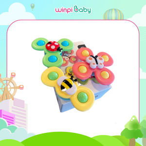 Đồ chơi set 3 con quay spinner hình thú chong chóng dính tường xoay 360 độ cho bé