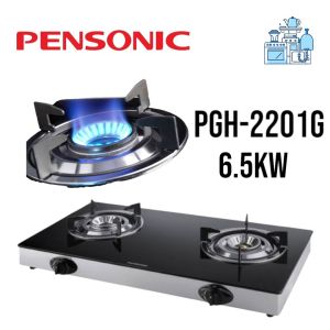 PENSONIC DOUBLE GAS COOKER GLASSES 9.0KW PGC-2201G