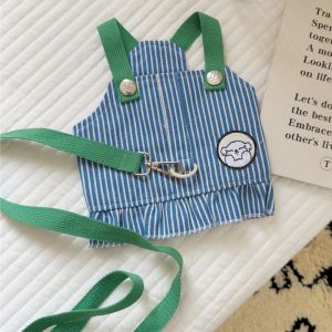 Dog Harness Leash Set Cute Striped Dog Vest Breathable Soft Puppy Clothes Fashion Cat Harness Vest Pet Outdoor Walking Supplies