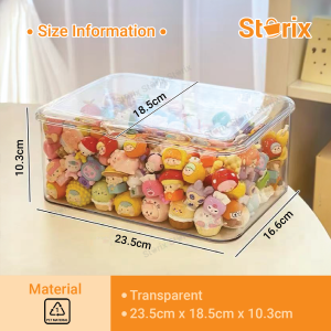 Storix PET Material Transparent Multipurpose Pop Bean Display Storage Box Large Capacity Stackable Pop Mart Organizer
