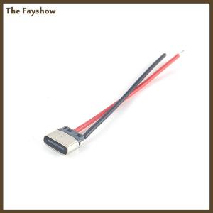 [The Fayshow] 5pcs USB Type-C 2P Welding Wire Female Connector Cable For Mobile Phone Charging