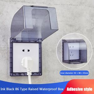 RISEDOT Self-Adhesive Switch Protective Cover 86 Type Plastic Socket Waterproof Box Power Outlet Supplies Wall-mounted Electric Plug Cover Bathroom
