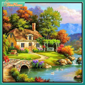 【Fast Delivery】5D DIY Full Round Drill Diamond Painting Relaxing Village Cross Stitch Kit【Arrive 1-3 Days】