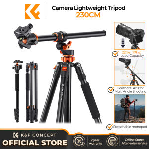 K&F CONCEPT 2.3m Camera Tripod Reversible Detachable Monopod Plate Lock Transverse Center Column Horizontal 360 ° Panoramic BH-28L Head